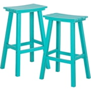 NALONE 29 Inch Outdoor Bar Stools Set of 2, HDPE Bar Chairs with Footrest, Weather Resistant Barstools Outside Bar Height Stools for Bar, Kitchen Counter, Yard Aruba, 29 Barstools Set of 2