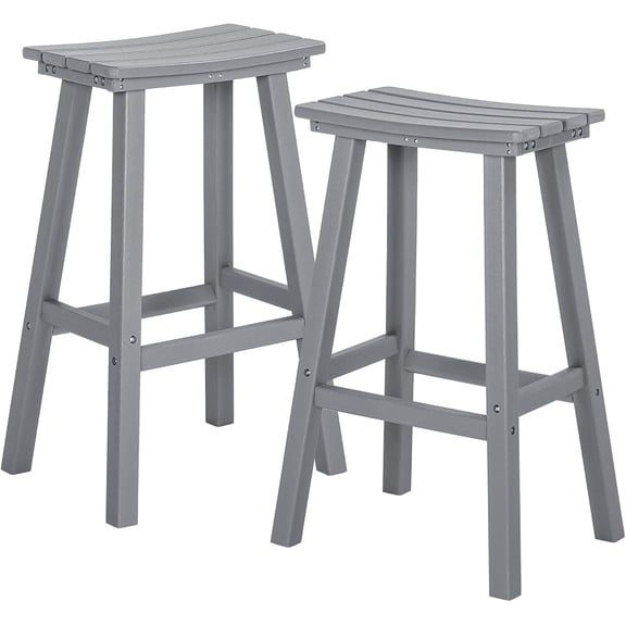 Nalone 29 Inch Outdoor Bar Stools Set of 2 Weather-Resistant HDPE Chairs with Footrest for Patio, Kitchen, Yard, Balcony