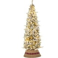 NALONE 6 FT Prelit Pencil Christmas Tree, Flocked Artificial Slim Xmas
