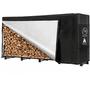 NALONE 8FT Outdoor Firewood Logs Rack Holders with Waterproof Cover Heavy Duty Wood Holder Square Strong Stand Rack with Waterproof Cover for Fireplace Fire Pits Wood Pile Storage Holder Lumber Rack