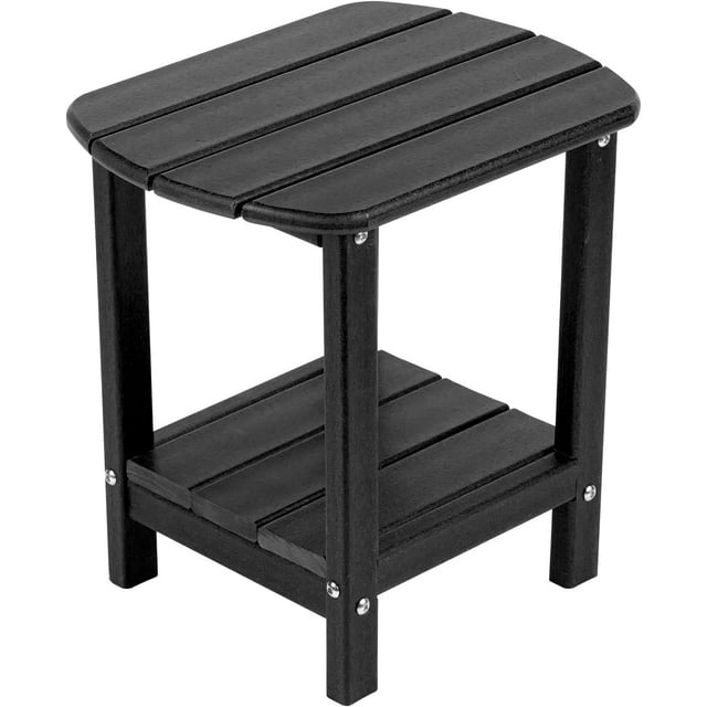NALONE Adirondack Side Table 16.5" Outdoor Side Table HDPE Plastic Double Adirondack End Table Small Table for Patio (Black)