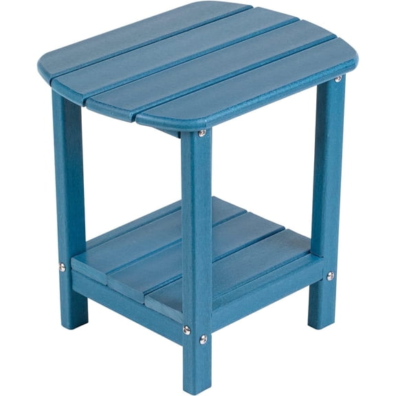 Nalone End Table Adirondack Small Side Table 16.5" Outdoor HDPE Plastic Small End Table for Home Living Room Bedroom Patio Farmhouse Patio (Blue)