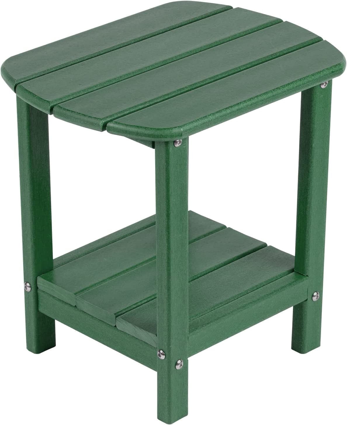 Nalone Adirondack Outdoor Side Table, HDPE Plastic and Double Adirondack End Table, Green