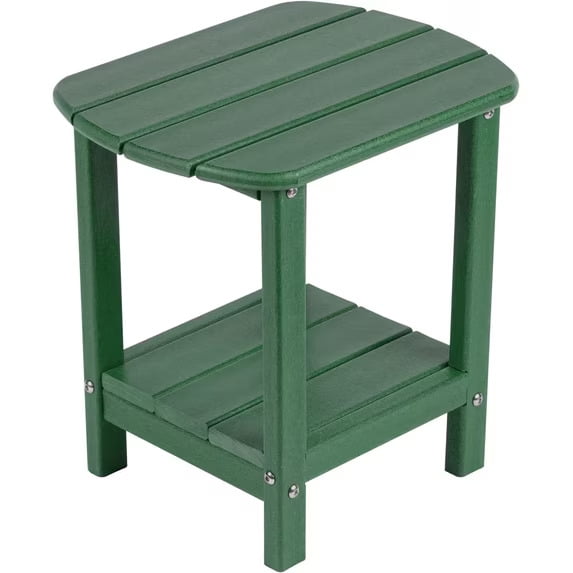 Nalone Adirondack Outdoor Side Table, HDPE Plastic and Double Adirondack End Table, Green