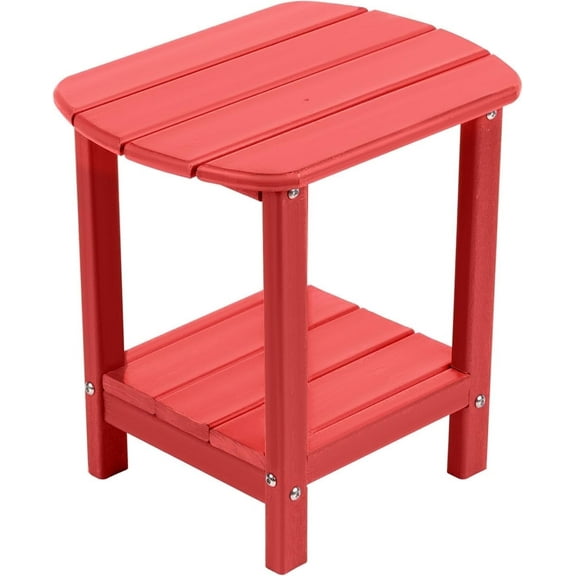 Nalone Adirondack Side Table 16.5" Outdoor HDPE Plastic Double Small End Table for Patio (Red)