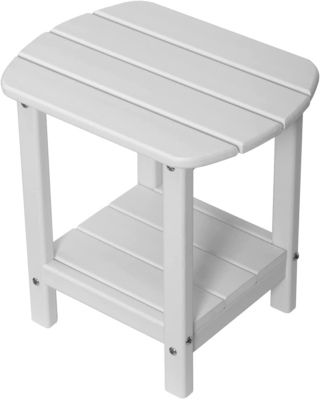 Nalone End Table Adirondack Small Side Table 16.5" Outdoor HDPE Plastic Small End Table for Home Living Room Bedroom Patio Farmhouse (White)