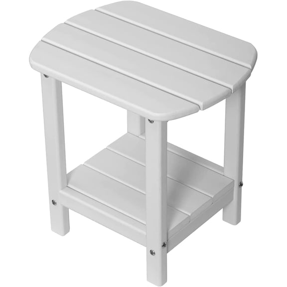 Nalone End Table Adirondack Small Side Table 16.5" Outdoor HDPE Plastic Small End Table for Home Living Room Bedroom Patio Farmhouse (White)