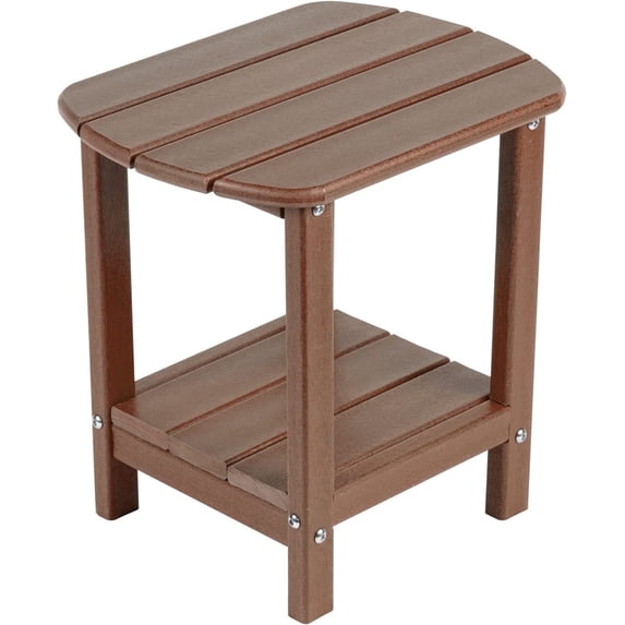 Nalone Adirondack Side Table 16.5" Outdoor Side Table HDPE Plastic Double Adirondack End Table Small Table for Patio (Wood)