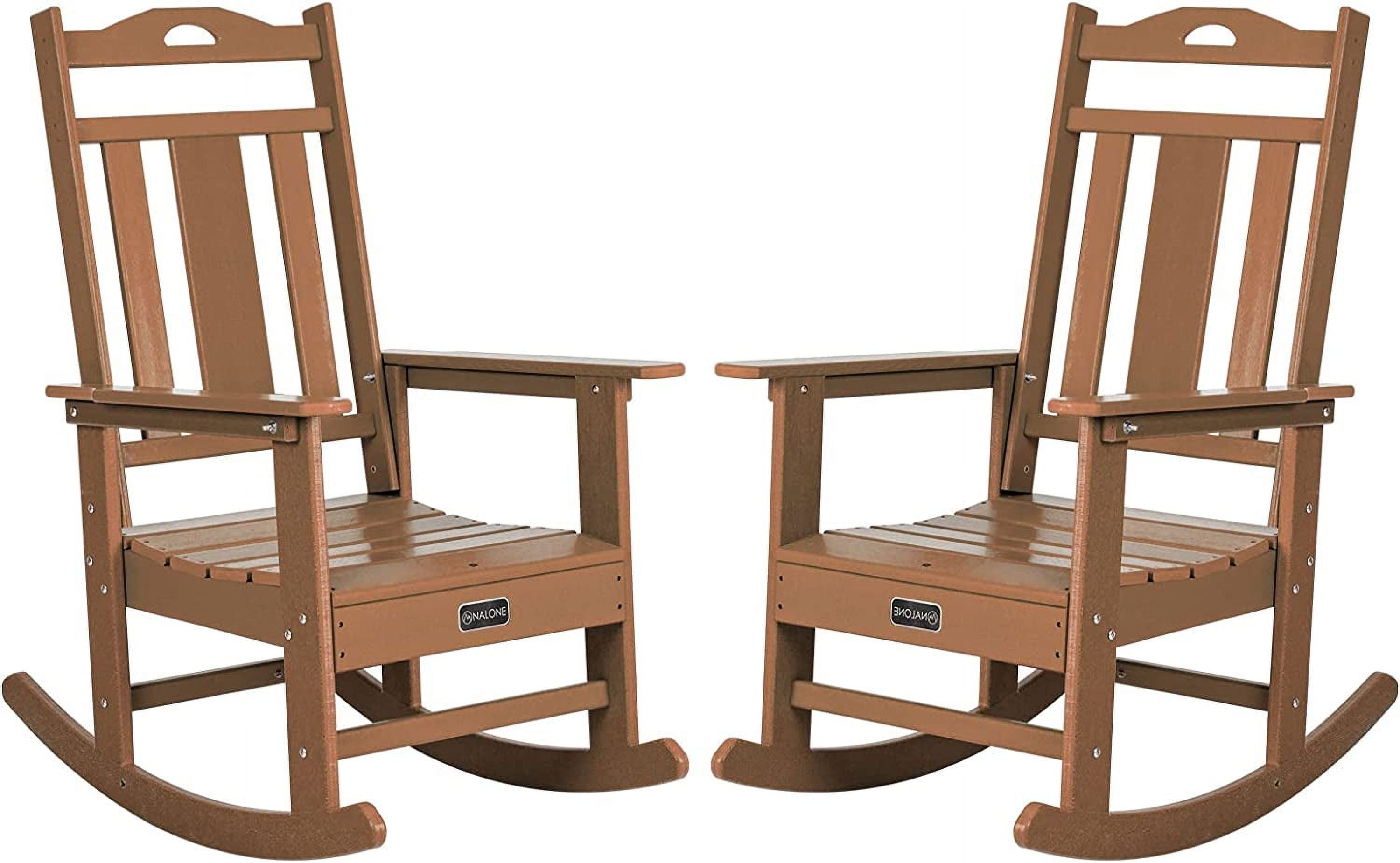 Brown HDPE Plastic Adirondack Rocking Chair with Arms