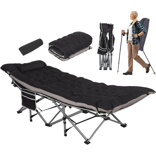 NALONE Camping Cots for Adults with 3.5 Inch Extra Thick Mattress, Cots for Sleeping 900 LBS