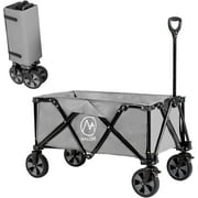 NALONE Folding Wagon Cart, Portable Large Capacity Wagon, Heavy Duty Outdoor Camping, with Universal Wheels & Adjustable Handle (Gray)