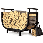 Nalone 30 Inch Metal Firewood Rack with Carrier Bag Indoor Outdoor Log Holder for Fireplace, Patio, Deck