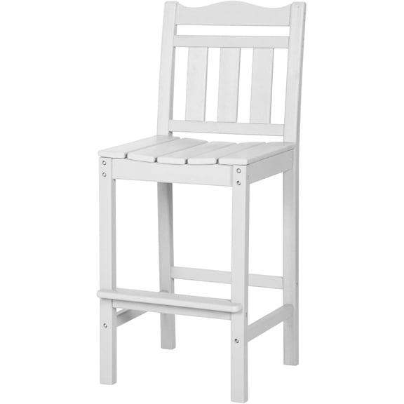 NALONE Outdoor Bar Stool, HDPE Tall Adirondack Style Bar Chair, Weather Resistant Bar Height Chair for Balcony, Garden, Yard and Backyard(White)