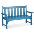 thumbnail image 1 of NALONE Outdoor Bench, 48 Inch HDPE Patio Bench with Armrest, Weatherproof Garden Park Bench for Front Porch, Deck, Backyard, Blue, 1 of 8