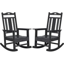NALONE Outdoor Rocking Chair Set of 2, All Weather Resistant Rocking Chair for Porch and Garden Lawn, HDPE Material Oversized Patio Rocker Chair for Outdoor Rockers(Black)