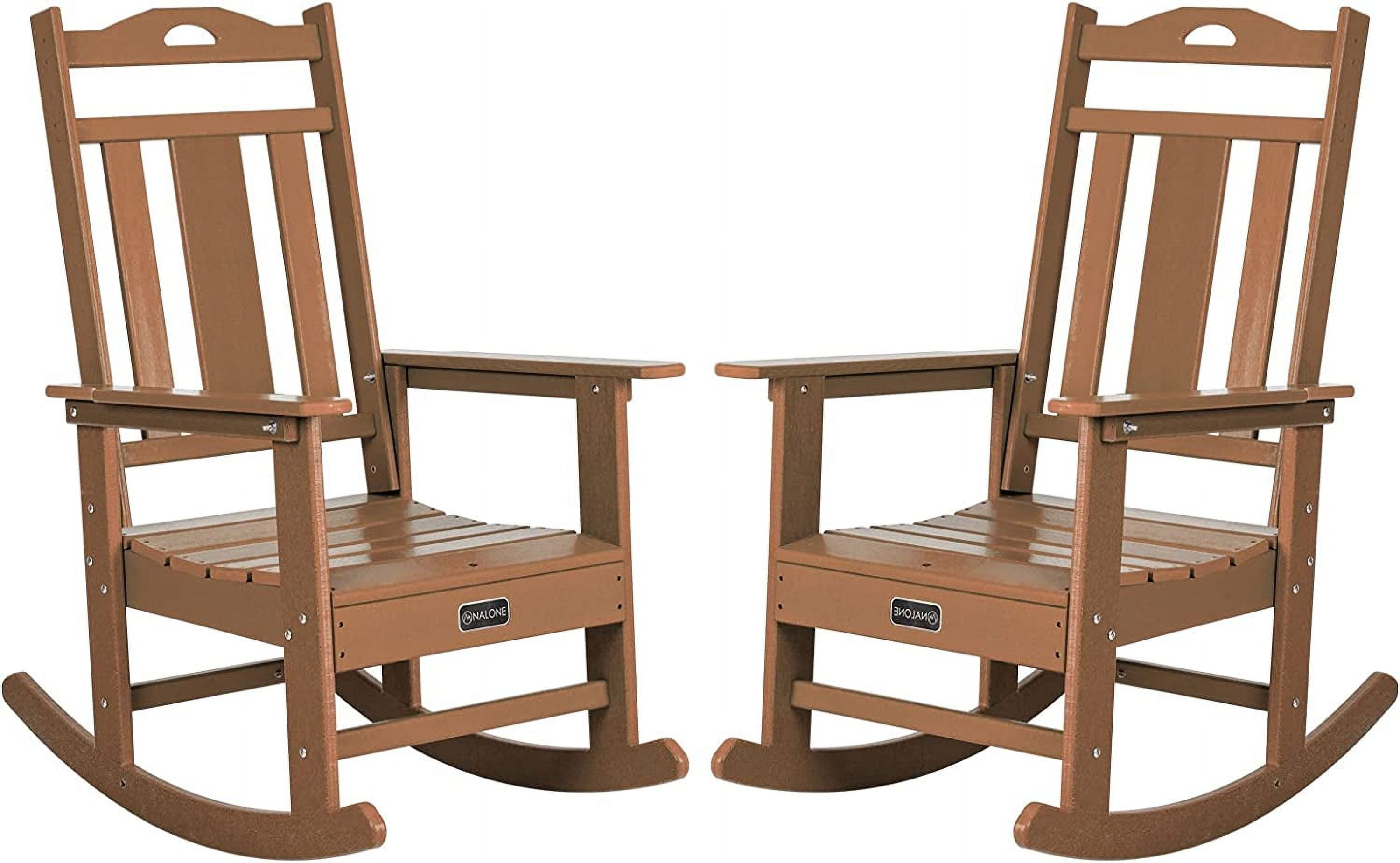 Brown HDPE Plastic Adirondack Rocking Chair with Arms