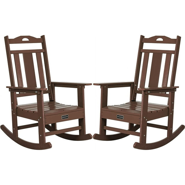 NALONE Set of 2 Outdoor Rocking Chair, Teak, HDPE Material, Weather