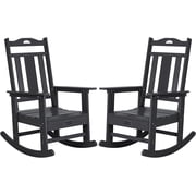 Nalone Outdoor Rocking Chair Set of 2, All Weather Resistant Rocking Chair for Porch and Garden Lawn, HDPE Material Oversized Patio Rocker Chair for Outdoor Rockers(Black)