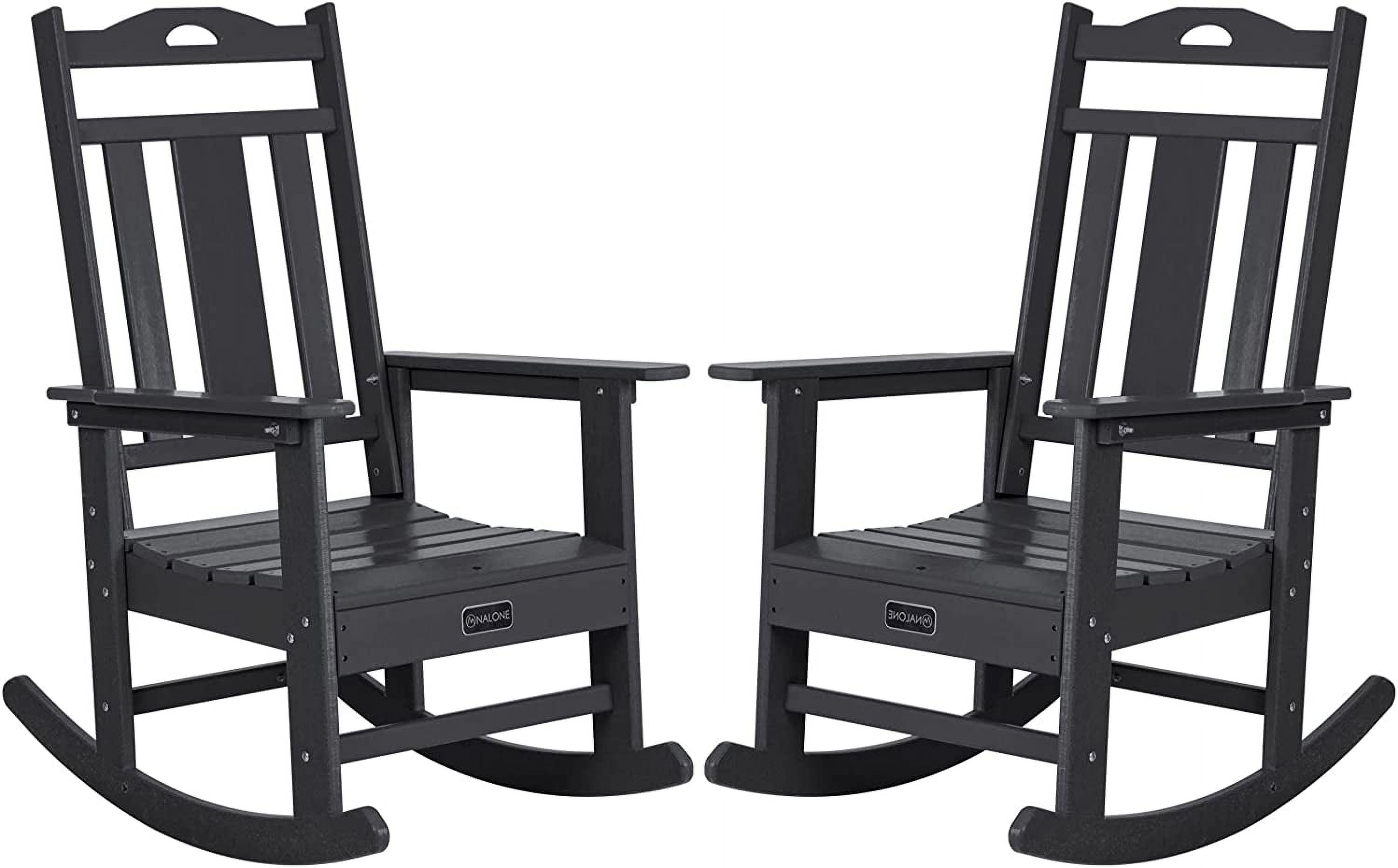 Black HDPE All Weather Outdoor Rocking Chair Set of 2