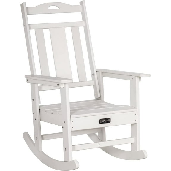 Nalone Outdoor Rocking Chair, All Weather Resistant Rocking Chair for Porch and Garden Lawn, HDPE Material Oversized Patio Rocker Chair for Outdoor Rockers(White)