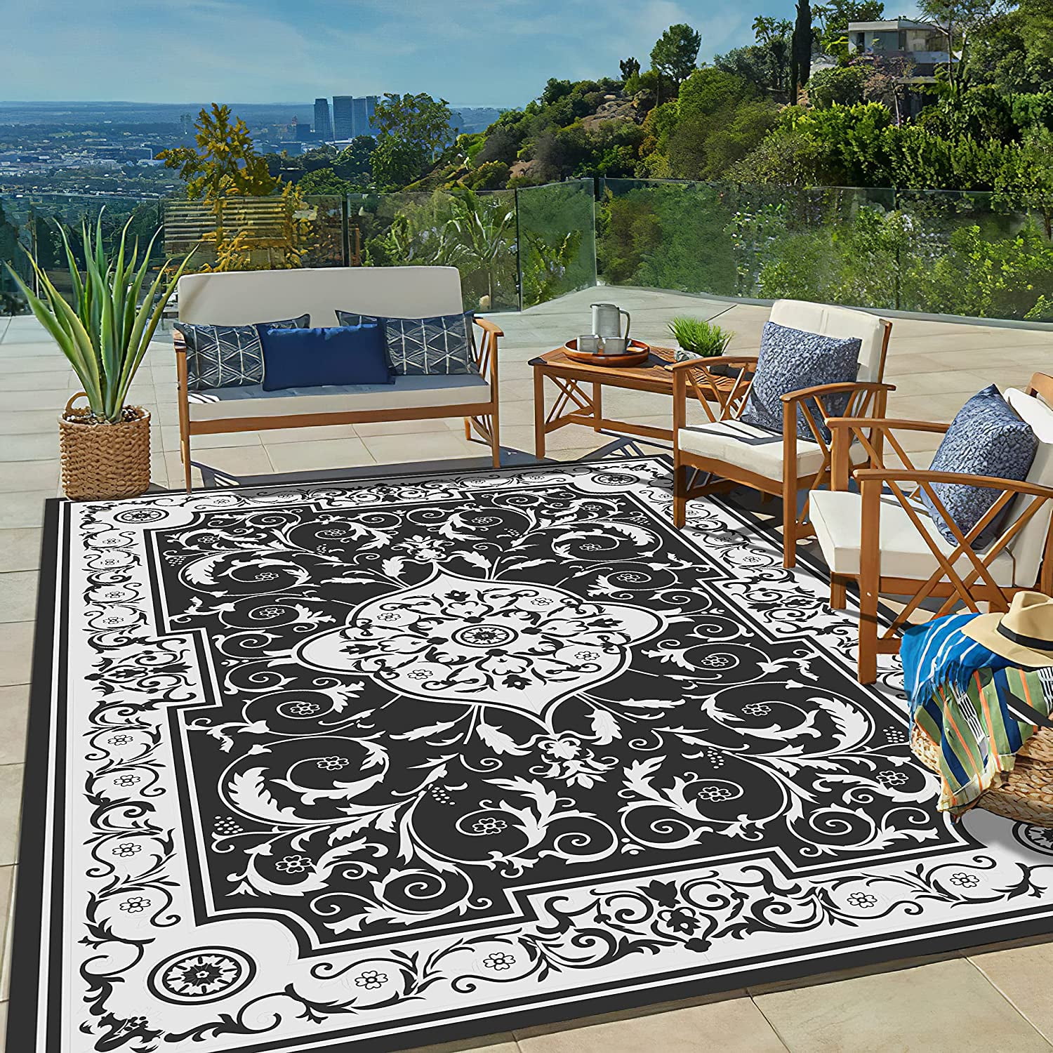 NALONE Reversible Mats, Outdoor Rugs 6x9 for Patio, Outdoor Plastic