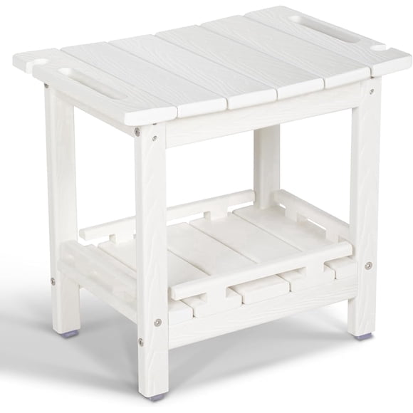 Nalone Shower Bench, HDPE Shower Benches for Inside Shower, Small Shower Chair Seat for Shaving Legs with Storage Shelf & Handles, Indoor and Outdoor Use (White)
