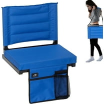 Nalone Stadium Seats for Bleachers with Back Support, 6 Reclining Positions Padded Foldable with Extra Thick Padded Cushion and Cup Holder Side Pockets (Blue)