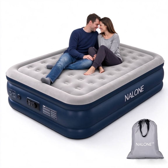 NALONE Twin Air Mattress with Built-in Pump, Blow Up Mattress Inflatable Air Bed for Camping & Travel