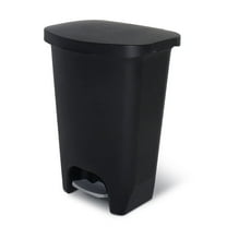 NALYL 13 Gallon Trash Can | Plastic Kitchen Waste Bin with Odor Protection of Lid | Hands Free with Step On Foot Pedal and Garbage Bag Rings, Black