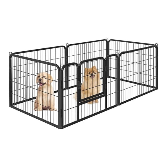 NALYL 24-Inch 6 Panel Heavy Duty Portable Pet Playpen Dog Exercise Pen Cat Fence Crate Cage Kennelwith Door Puppy Rabbits Play Pen,Outdoor/Indoor,Black