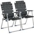 thumbnail image 1 of NALYL Aluminum Patio Lawn Chairs Folding 2 Pack with Detachable Cup Holder, Webbed Beach Chair Folding Chair Outdoor Portable Camping Chair for Yard, Garden, 1 of 8
