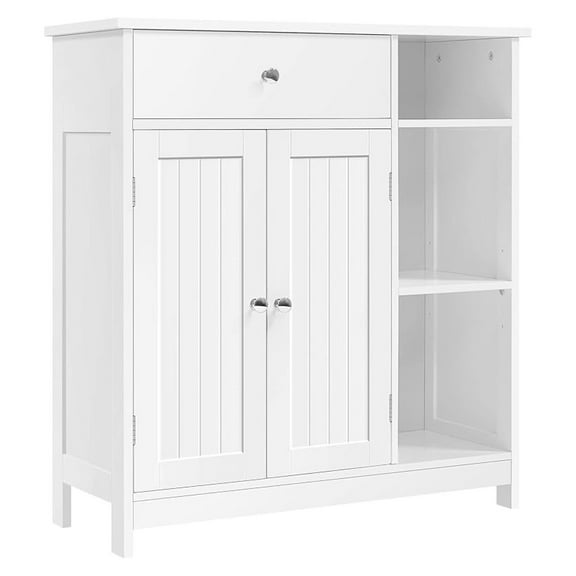 NALYL Bathroom Floor Cabinet, Kitchen Freestanding Storage Organizer, Large Side Cabinet with Doors, Drawer & Adjustable Shelves for Living Room, Entryway, 12" D x 29.5" W x 31.5" H, White