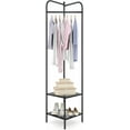 thumbnail image 1 of NALYL Corner Coat Rack with Storage, Simple Hall Tree with Hanging Rod & 2 Mesh Shelves, Anti-toppling Devices, Freestanding Metal Clothes Rack Shoes Shelf Organizer for Entryway Bedroom (Black), 1 of 9