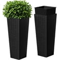 thumbnail image 1 of NALYL Devoko Resin Tall Planters for Outdoor Plants Set of 2, Large Taper Outdoor Planter Pots with 4 Drainage Holes, Flower Pots Modern Decor for Porch, Patio, Backyard, Home Garden (Black, 24"), 1 of 7