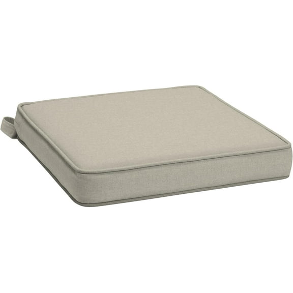 NALYL  Foam Outdoor Double Welted Dining Seat Cushion, 19 x 19, Made with ProFoam, Rain-Proof, Fade Resistant, Heathered Taupe Woven Solid
