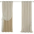 thumbnail image 1 of NALYL Mix & Match Tulle Sheer Lace & Blackout Curtain Set - Antique Bronze Grommet Top - Wheat - 52"W X 84"L - (2 Curtains and 2 Sheer curtains), 1 of 9