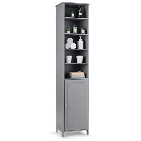 NALYL Slim Tall Bathroom Storage Tower, 72" H with Adjustable Shelves & Cupboard, Space Saving Narrow Cabinet for Bathroom (Gray)