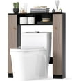 thumbnail image 1 of NALYL Over The Toilet Storage Cabinet, Freestanding Above Toilet Organizer w/ 10-Level Adjustable Shelves & Crossbar, Anti-Tipping Device Included, Bathroom Space Saver (Modern, Black), 1 of 10