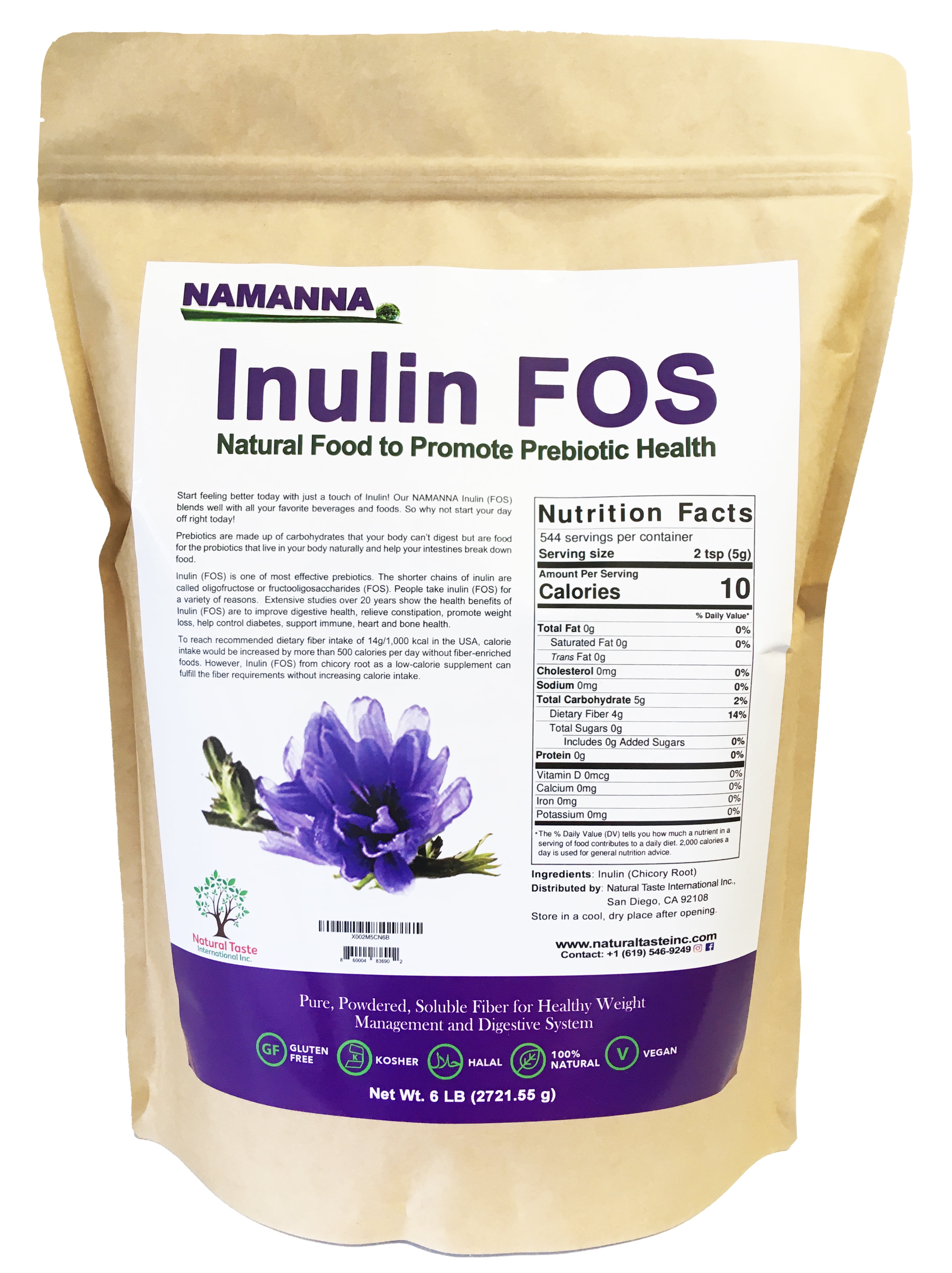 What Is The Difference Between Inulin And Fos NAMANNA Pure Inulin FOS Powder (6 lb) – Natural Fiber from Chicory Root