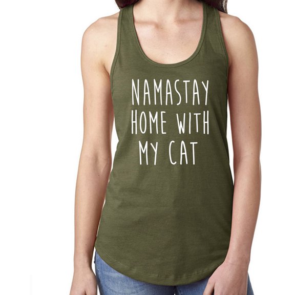 NAMASTAY HOME WITH MY CAT Racerback Tank