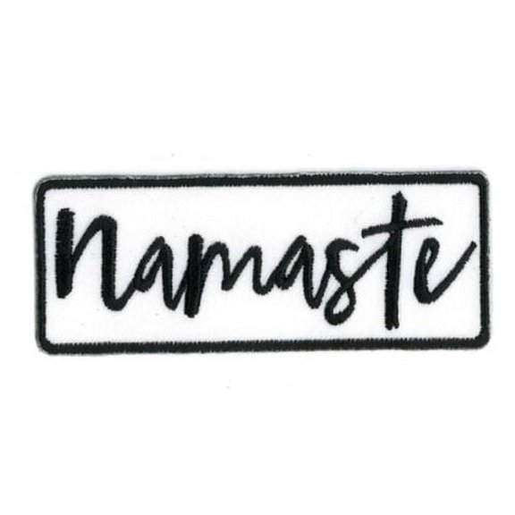 NAMASTE Embroidered Iron On PATCH - Exclusive Matt Stewart Original Artwork, 3.5"