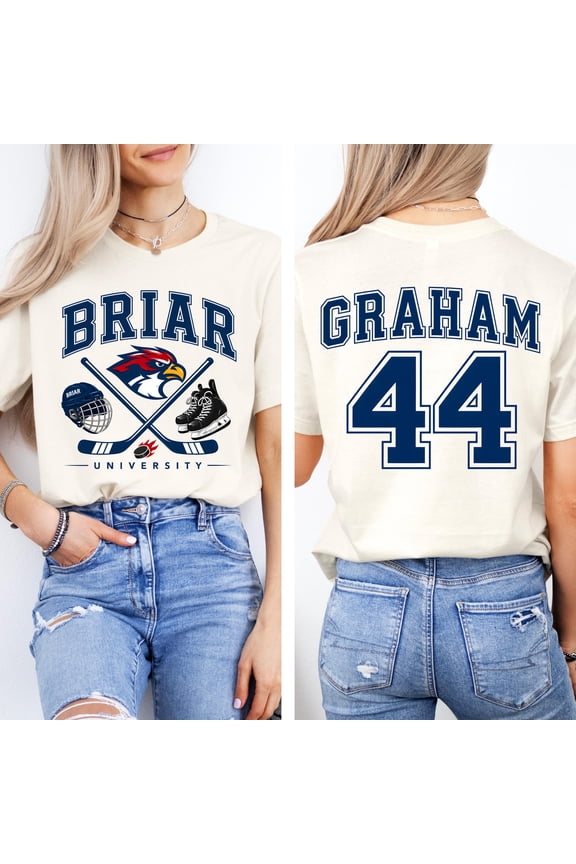 Comfort ColorsĀ® Briar University Hawks Hockey Team Shirt, Campus Hockey Shirt, Hockey Romance Shirt, Di Laurentis 66 and Graham 44 Tee, Denim XL
