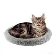 NAMSAN Cat Bed Round Non-Slip Cat Cushion Donut for Sleeping-Grey, Diameter 19.69"