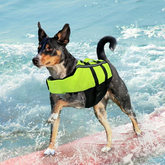 NAMSAN Dog Life Vest Adjustable Lifesaver Jacket Reflective Preserver Inflatable Safety Dog Life Jacket with Buoyancy & Rescue Handle Flotation Swimsuit for Yorkie, Pug, French Bulldog