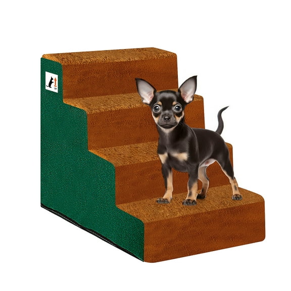 NAMSAN Dog Stair for Small Dogs and Cat Pet Steps for Bed and Couch Washable Indoor Dog Steps 4 Steps - Brown
