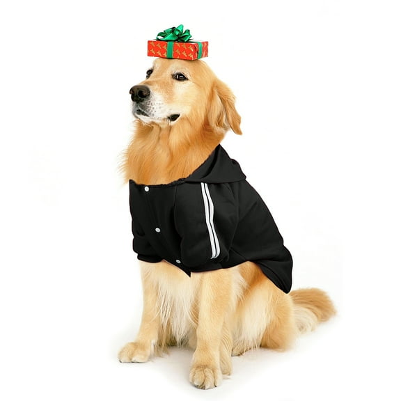NAMSAN Dog Sweater for Large Dog, Warm Cotton Hoodie Sweatshirt for Medium Large Dogs, Black 6XL
