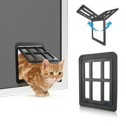 NAMSAN Pet Screen Door Lockable Cat Screen Door with Magnetic Closure Sturdy for Sliding Door-Black