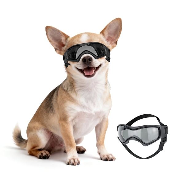 NAMSAN Pet Sunglasses for Tiny Dogs Extra Small Dog Goggles for Outdoor Activities, Black XS
