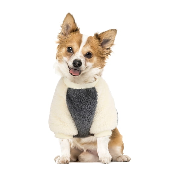 NAMSAN Winter Dog Sweater for Small Dog, Soft Stretch Pet Winter Warm Clothes, Fleece Pullover Doggy Coat Pocket Design Grey