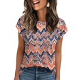 thumbnail image 1 of NAMTYQX Basic Tees for Women Round Neck Loose Pattern Women Summer Tops V Neck T Shirts for Women Orange Size XL, 1 of 5